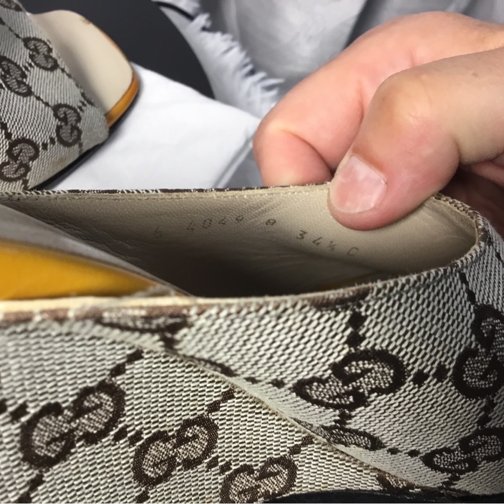 Gucci Beige Brown GG Canvas Open-Toe Slide Mules - Picture 9 of 12